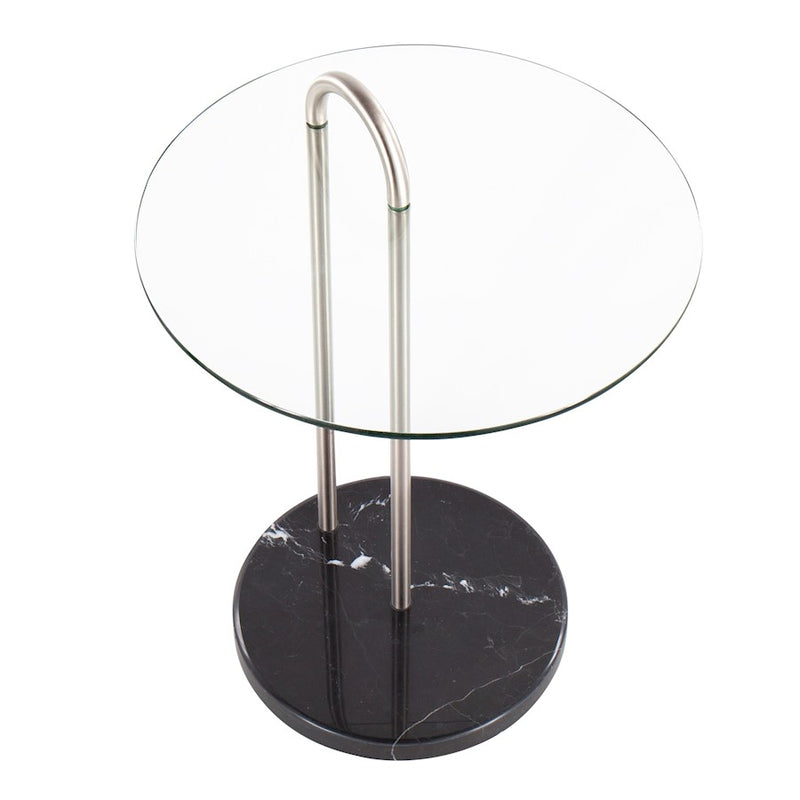 LumiSource Claire Side Table, Black/Brushed Nickel/Clear