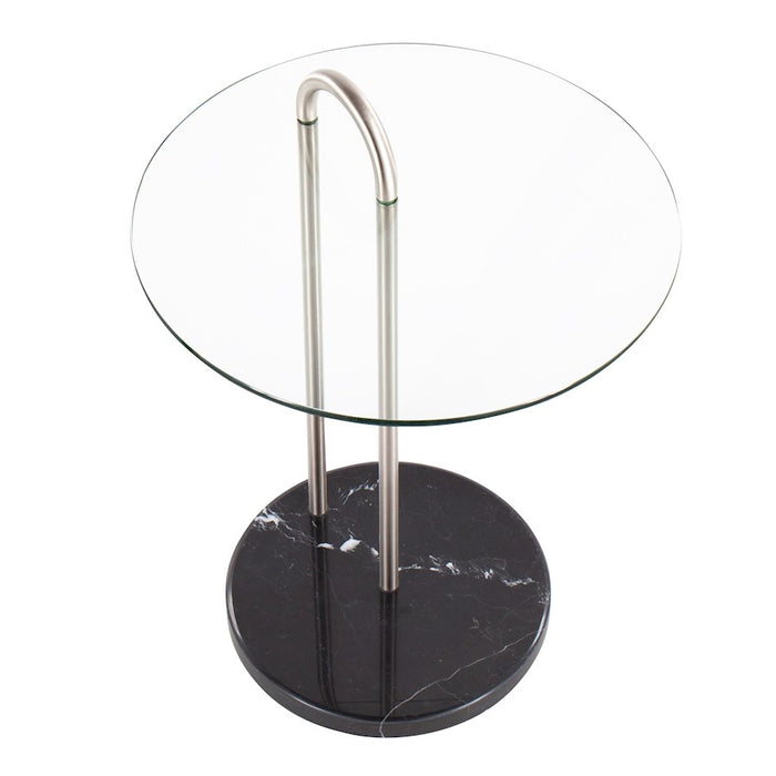 LumiSource Claire Side Table, Black/Brushed Nickel/Clear