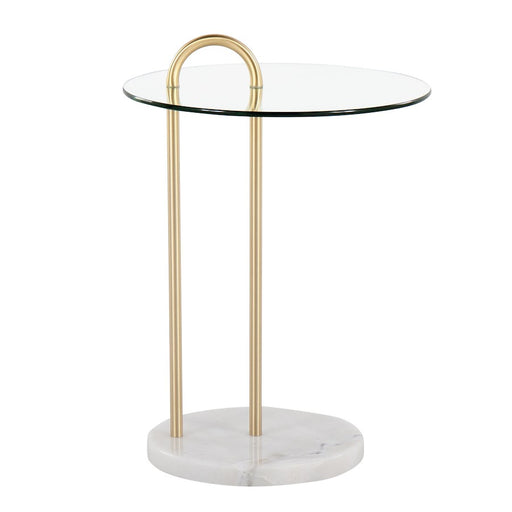LumiSource Claire Side Table, White/Gold/Clear
