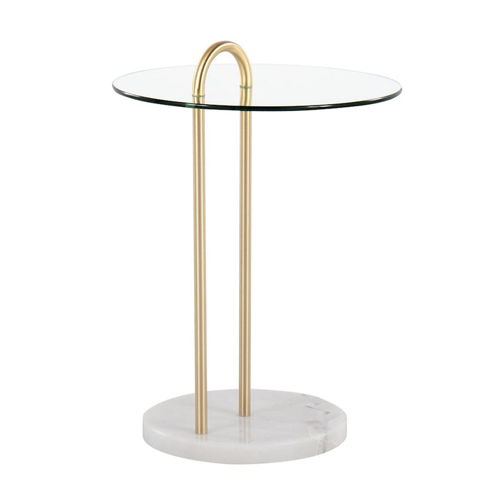LumiSource Claire Side Table, White/Gold/Clear