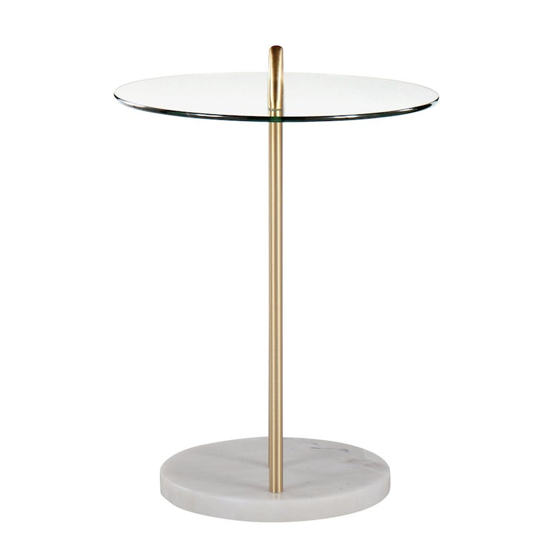 LumiSource Claire Side Table, White/Gold/Clear