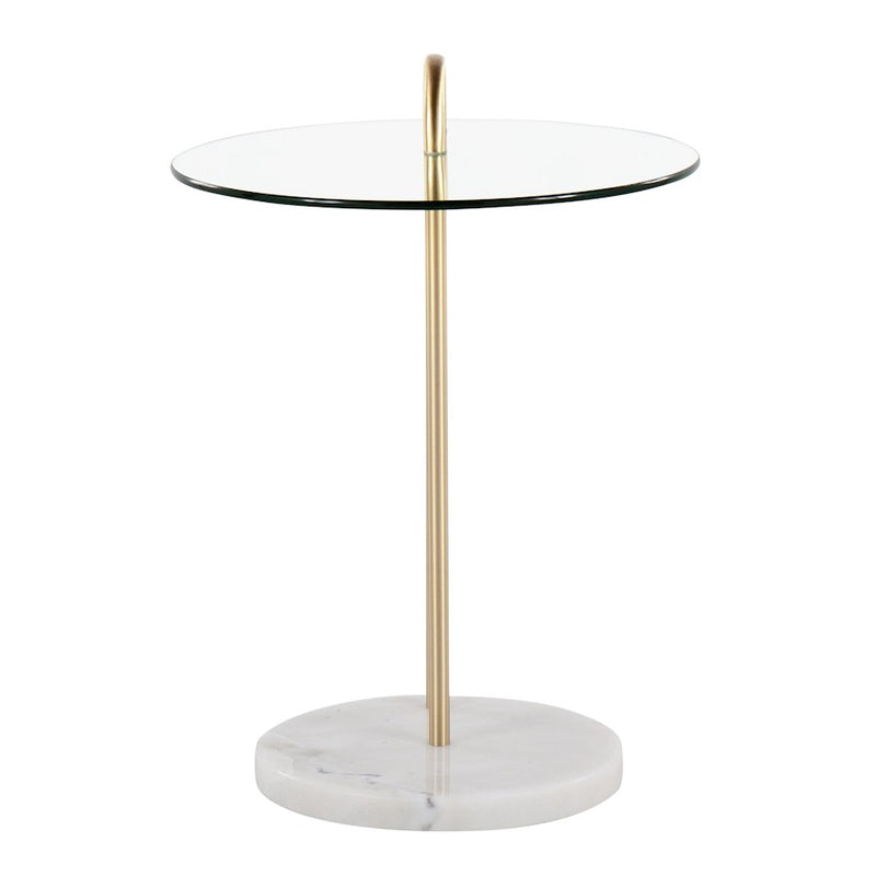 LumiSource Claire Side Table, White/Gold/Clear