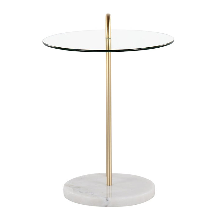 LumiSource Claire Side Table, White/Gold/Clear