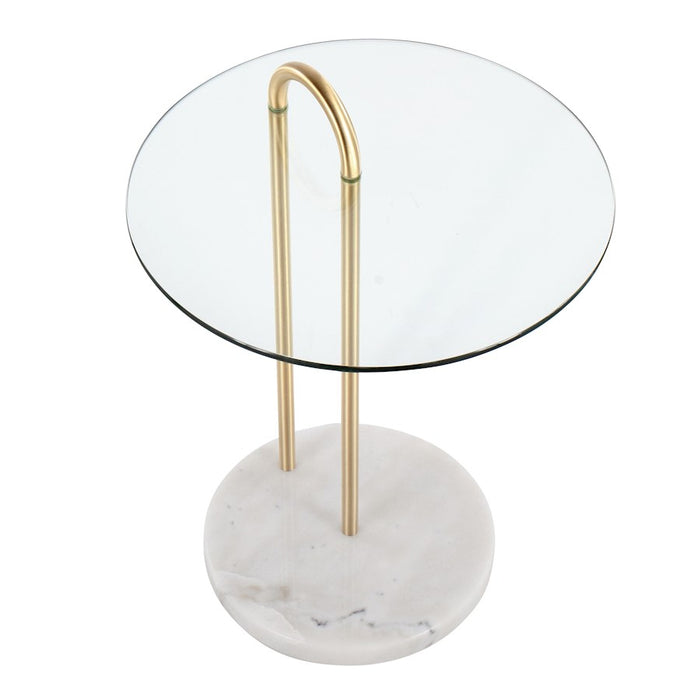 LumiSource Claire Side Table, White/Gold/Clear