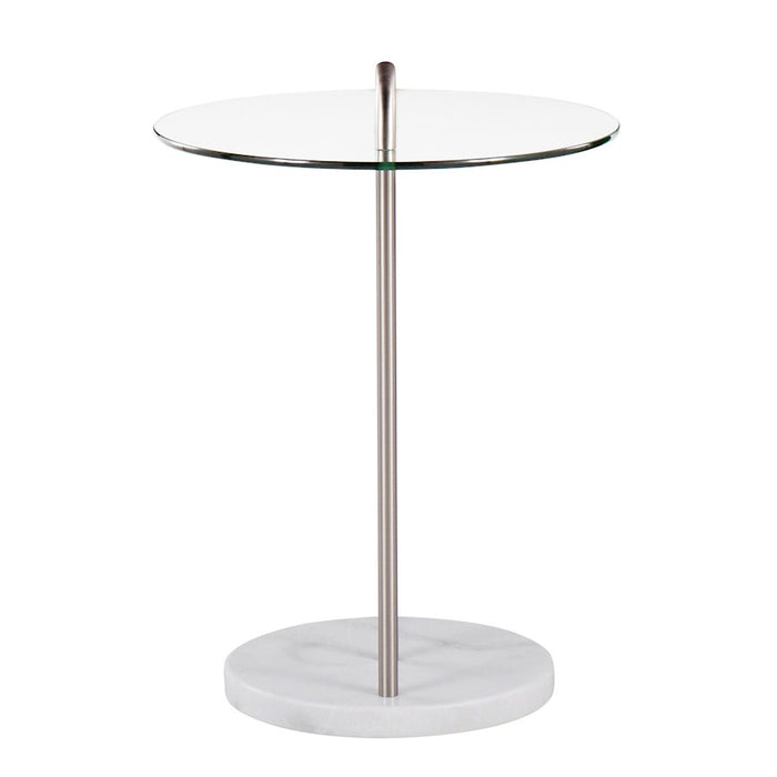 LumiSource Claire Side Table, White/Brushed Nickel/Clear