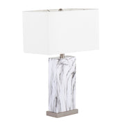 LumiSource Cory Table Lamp, White/Stainless - TB-CORYWMBSSW