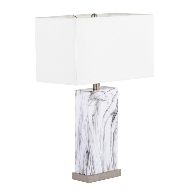LumiSource Cory Table Lamp, White/Stainless - TB-CORYWMBSSW