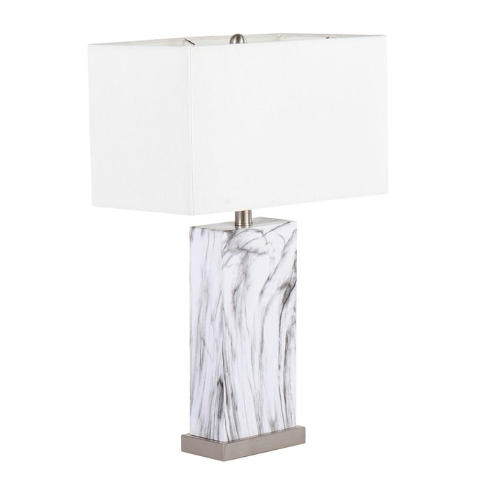 LumiSource Cory Table Lamp, White/Stainless - TB-CORYWMBSSW