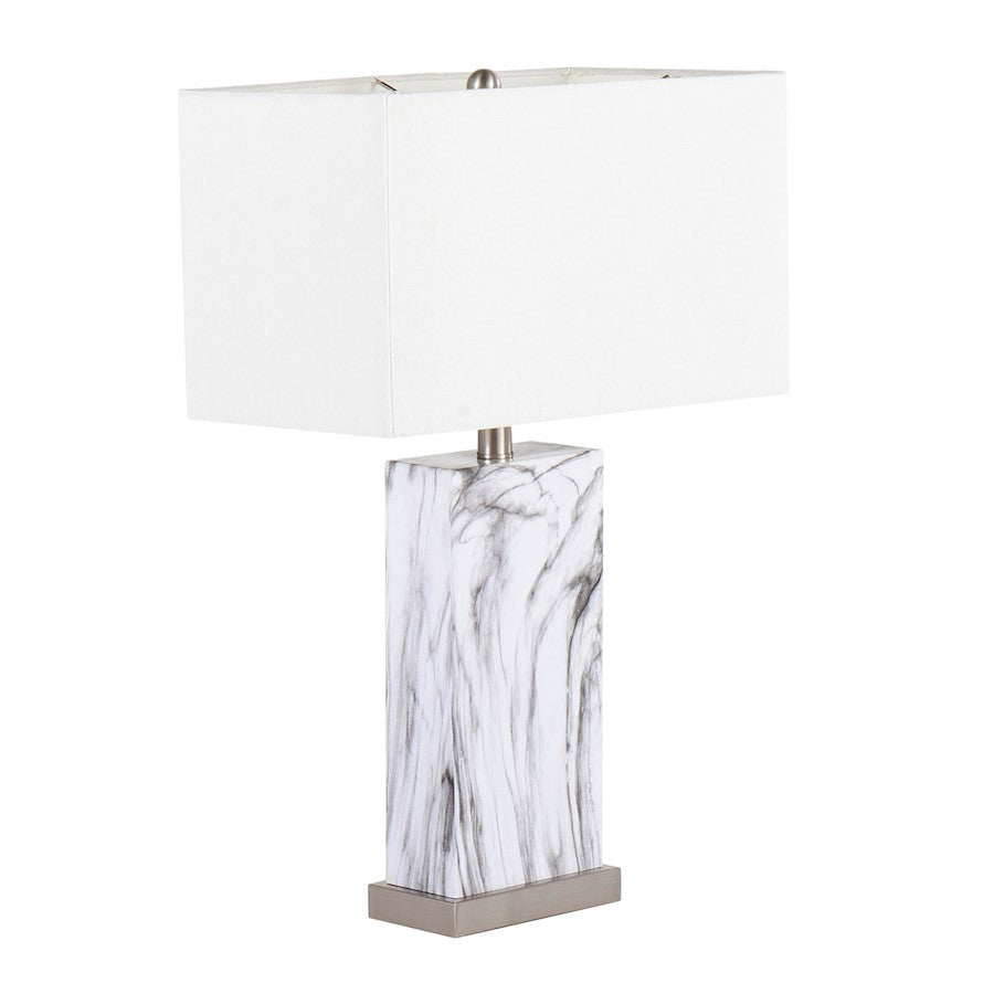 LumiSource Cory Table Lamp, White/Stainless - TB-CORYWMBSSW