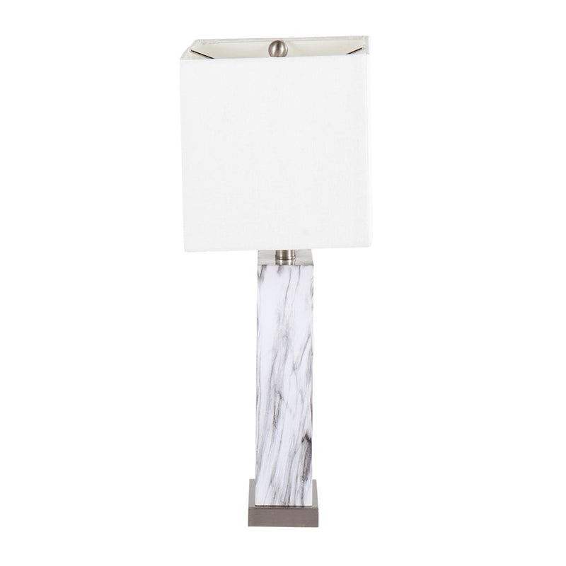 LumiSource Cory Table Lamp, White/Stainless