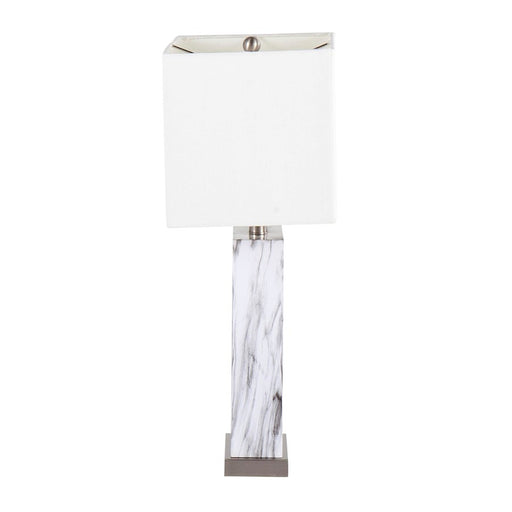 LumiSource Cory Table Lamp, White/Stainless