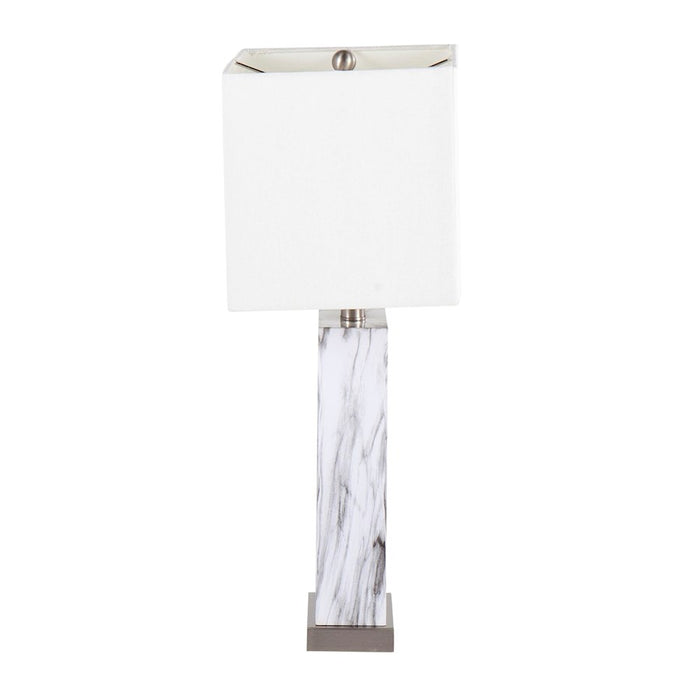 LumiSource Cory Table Lamp, White/Stainless