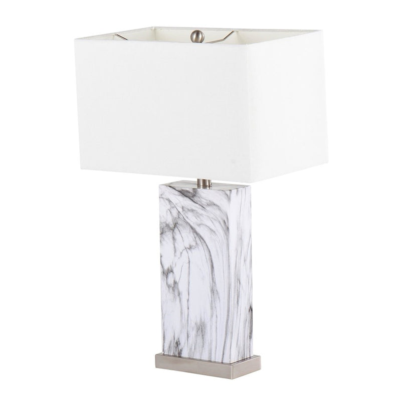 LumiSource Cory Table Lamp, White/Stainless