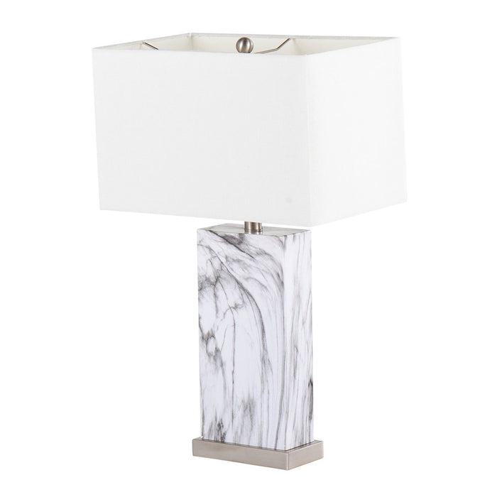 LumiSource Cory Table Lamp, White/Stainless