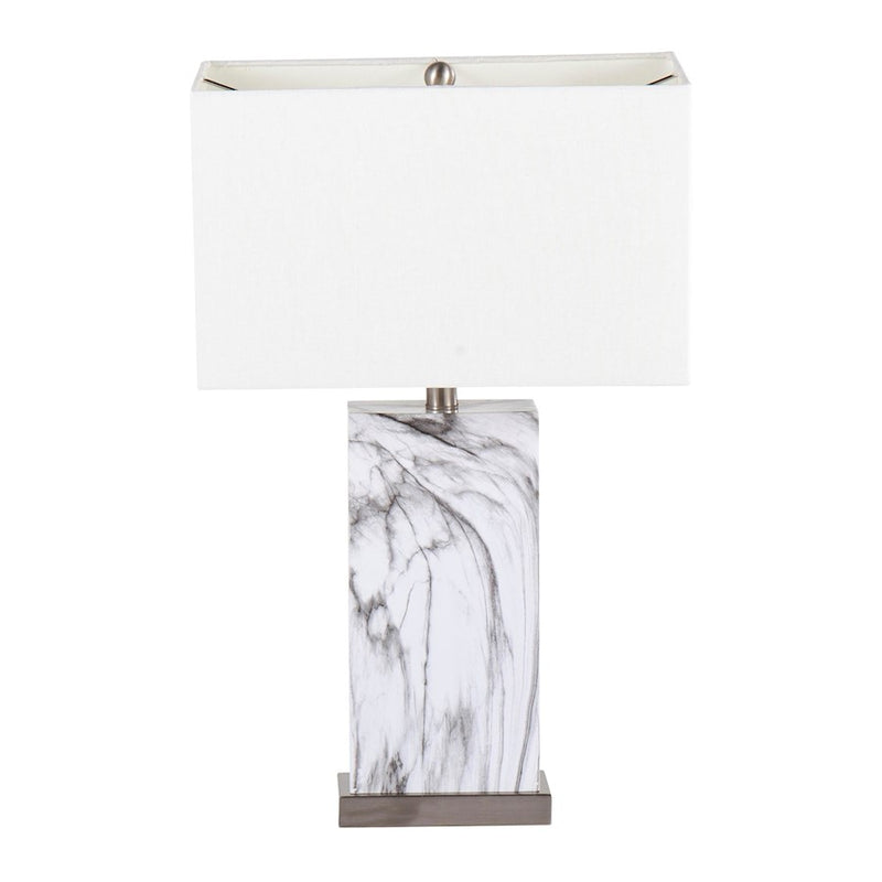 LumiSource Cory Table Lamp, White/Stainless