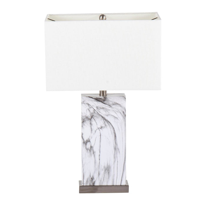 LumiSource Cory Table Lamp, White/Stainless