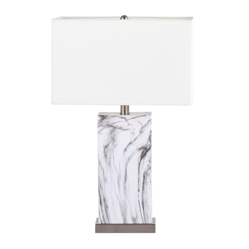 LumiSource Cory Table Lamp, White/Stainless