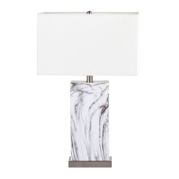 LumiSource Cory Table Lamp, White/Stainless