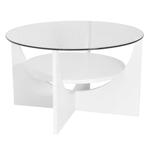 LumiSource U-Shaped Coffee Table | White MDF with Tempered Glass Top | Living Room & Office Centerpiece | 32 x 32 x 19 in | Model TB-CTUW