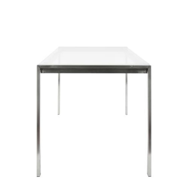 LumiSource Fuji Dining Table | Clear Glass Top & Brushed Stainless Steel Legs | Kitchen & Dining Room | 47 x 28 x 29.75 in | Model TB-FUJI4728CL