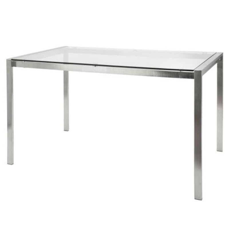 LumiSource Fuji Dining Table | Clear Glass Top & Brushed Stainless Steel Legs | Kitchen & Dining Room | 47 x 28 x 29.75 in | Model TB-FUJI4728CL