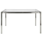 LumiSource Fuji Dining Table | Clear Glass Top & Brushed Stainless Steel Legs | Kitchen & Dining Room | 47 x 28 x 29.75 in | Model TB-FUJI4728CL