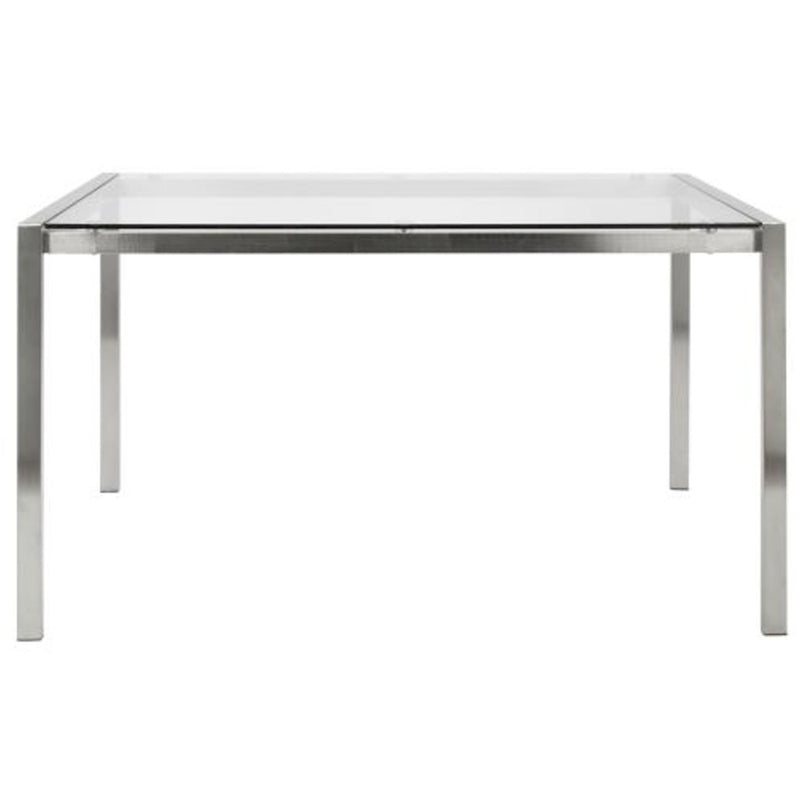 LumiSource Fuji Dining Table | Clear Glass Top & Brushed Stainless Steel Legs | Kitchen & Dining Room | 47 x 28 x 29.75 in | Model TB-FUJI4728CL