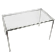 LumiSource Fuji Dining Table | Clear Glass Top & Brushed Stainless Steel Legs | Kitchen & Dining Room | 47 x 28 x 29.75 in | Model TB-FUJI4728CL