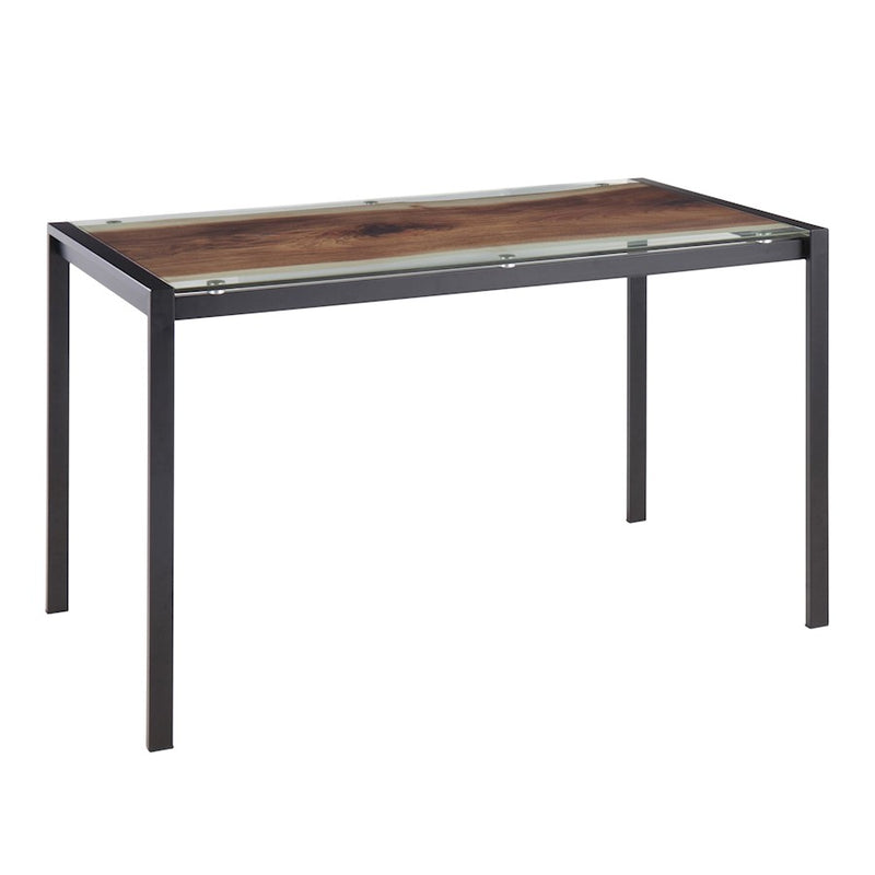 LumiSource Live Edge Dining Table | Black Steel & Printed Glass Top | Kitchen & Dining Room | 50 x 28 x 30 in | Model TB-LIVEEDGEBK