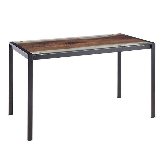 LumiSource Live Edge Table, Black Steel/Printed Glass - TB-LIVEEDGEBK
