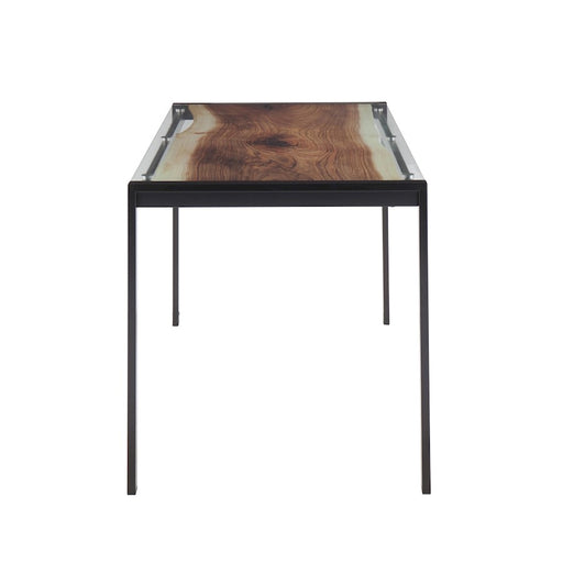 LumiSource Live Edge Table, Black Steel/Printed Glass