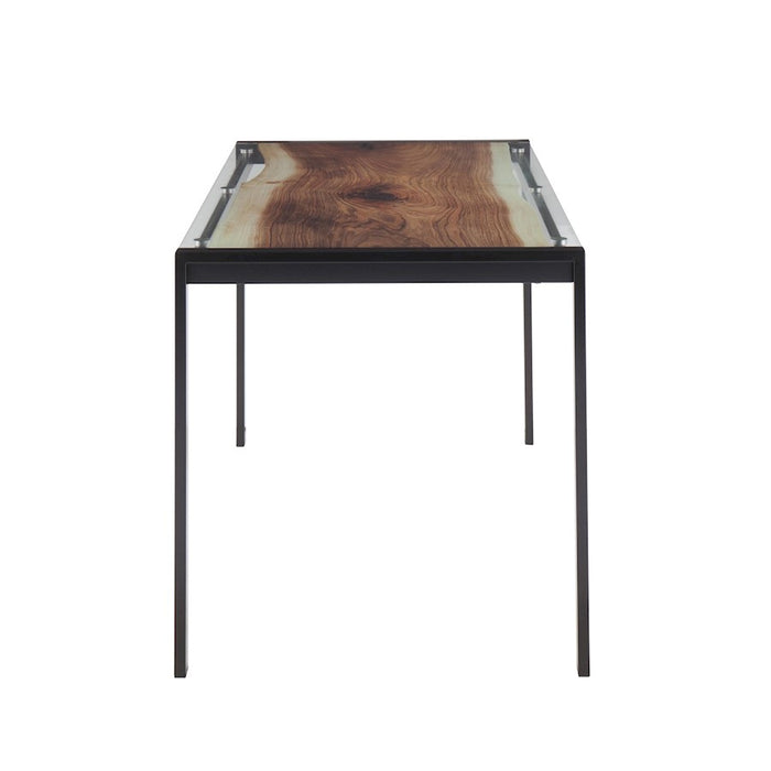 LumiSource Live Edge Table, Black Steel/Printed Glass