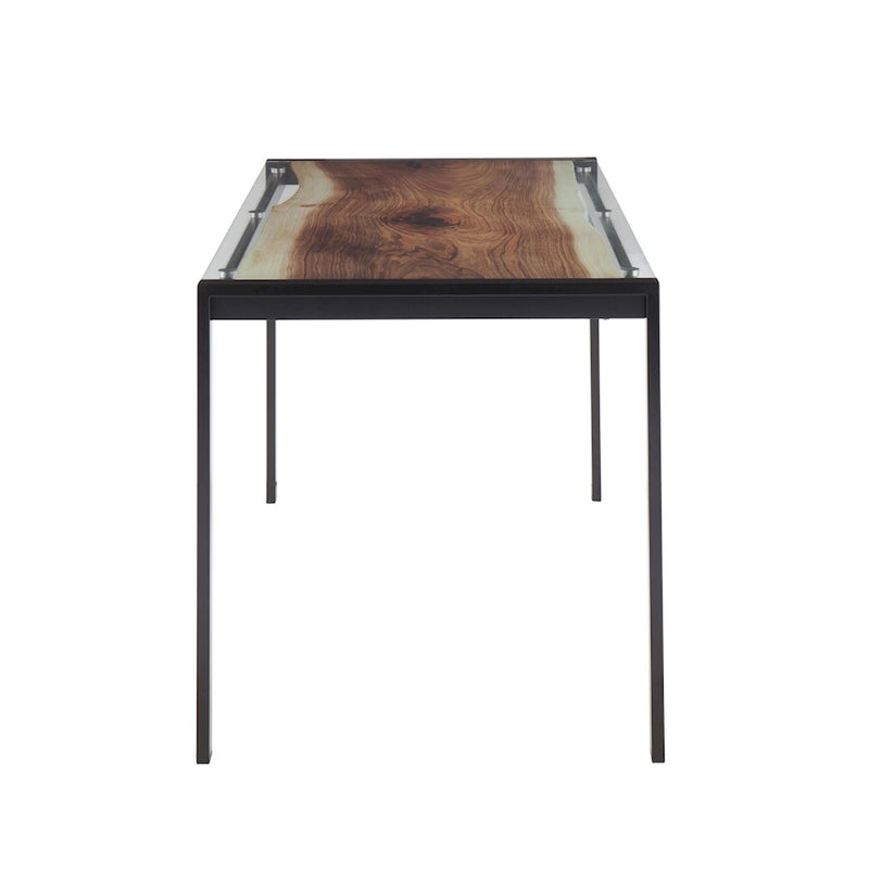 LumiSource Live Edge Dining Table | Black Steel & Printed Glass Top | Kitchen & Dining Room | 50 x 28 x 30 in | Model TB-LIVEEDGEBK