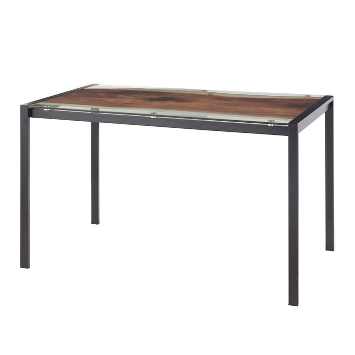 LumiSource Live Edge Table, Black Steel/Printed Glass