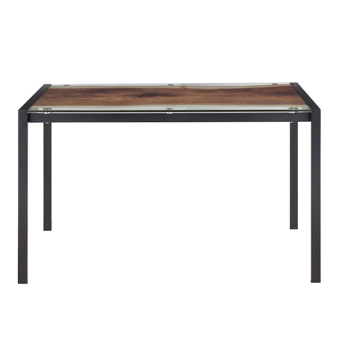 LumiSource Live Edge Table, Black Steel/Printed Glass