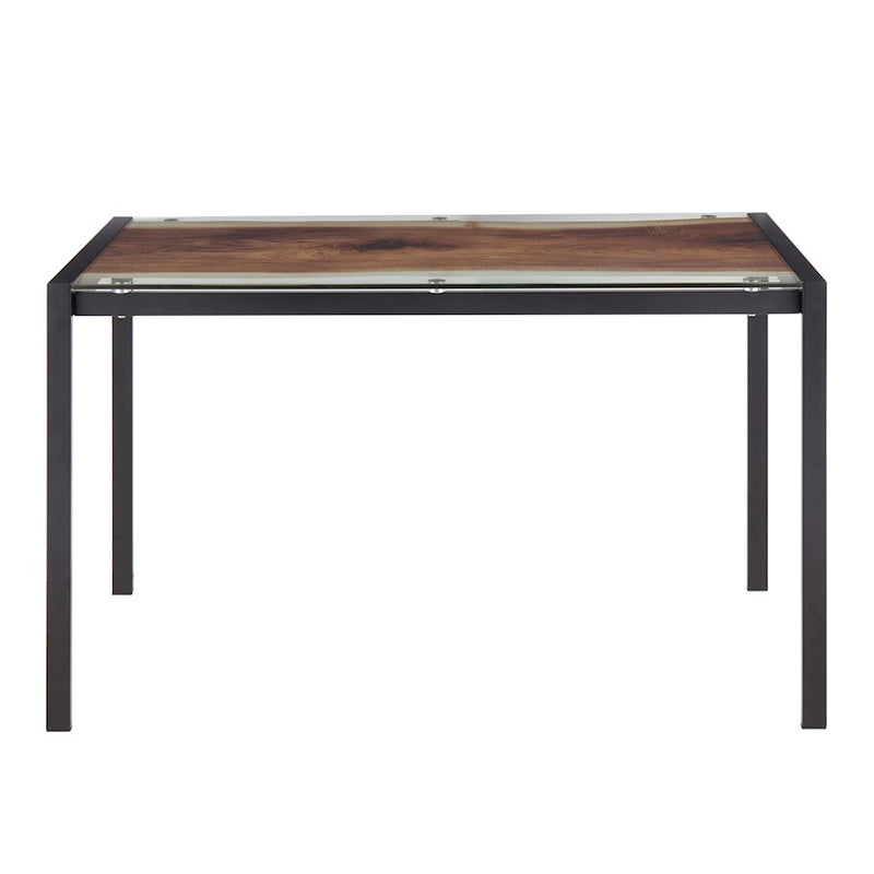 LumiSource Live Edge Dining Table | Black Steel & Printed Glass Top | Kitchen & Dining Room | 50 x 28 x 30 in | Model TB-LIVEEDGEBK