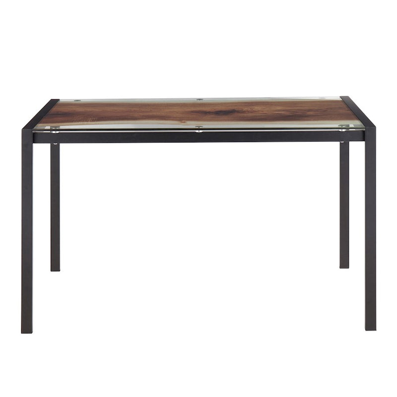 LumiSource Live Edge Table, Black Steel/Printed Glass