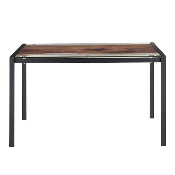 LumiSource Live Edge Table, Black Steel/Printed Glass