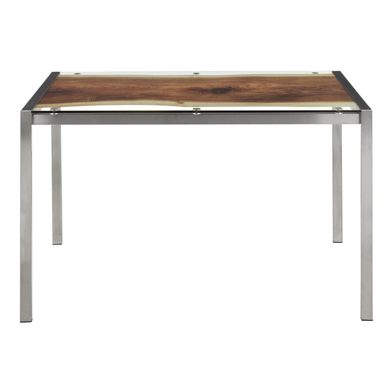 LumiSource Live Edge Dining Table | Stainless Steel & Printed Glass Top | Kitchen & Dining Room | 50 x 28 x 30 in | Model TB-LIVEEDGESS
