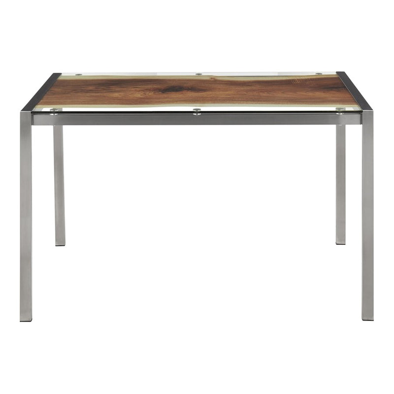 LumiSource Live Edge Dining Table | Stainless Steel & Printed Glass Top | Kitchen & Dining Room | 50 x 28 x 30 in | Model TB-LIVEEDGESS