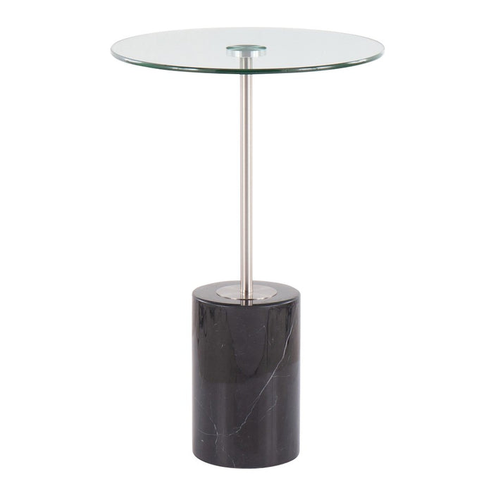 LumiSource Symbol Side Table, Black/Nickel/Clear - TB-SYMBOLBKMBNIGL