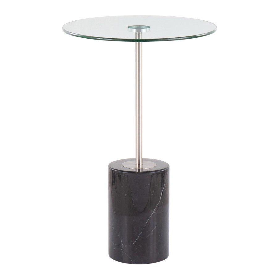 LumiSource Symbol Side Table, Black/Nickel/Clear - TB-SYMBOLBKMBNIGL