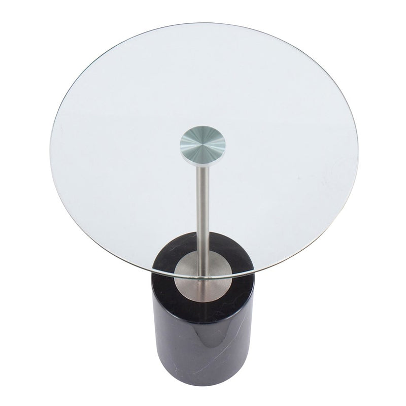 LumiSource Symbol Side Table, Black/Nickel/Clear