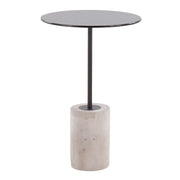 LumiSource Symbol Side Table, Concrete/Black Steel/Black Glass - TB-SYMBOLCRCBK