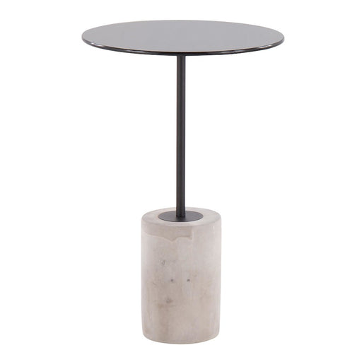 LumiSource Symbol Side Table, Concrete/Black Steel/Black Glass - TB-SYMBOLCRCBK