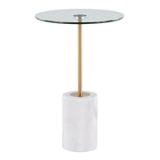 LumiSource Symbol Side Table, White/Gold/Clear - TB-SYMBOLWMAUGL