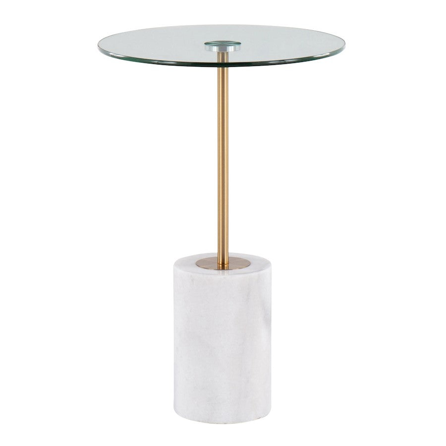 LumiSource Symbol Side Table, White/Gold/Clear - TB-SYMBOLWMAUGL