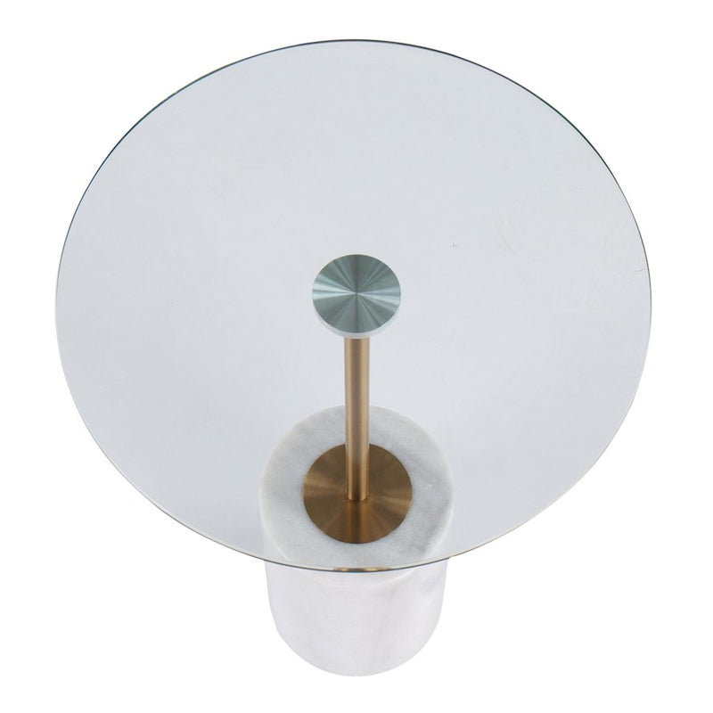 LumiSource Symbol Side Table, White/Gold/Clear