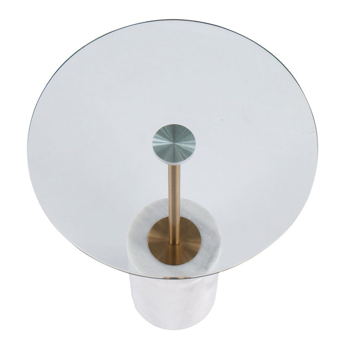 LumiSource Symbol Side Table, White/Gold/Clear