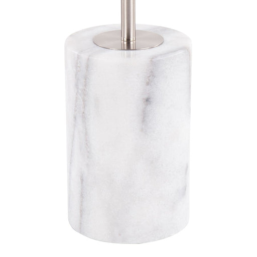 LumiSource Symbol Side Table, White Marble/Nickel/Clear Glass